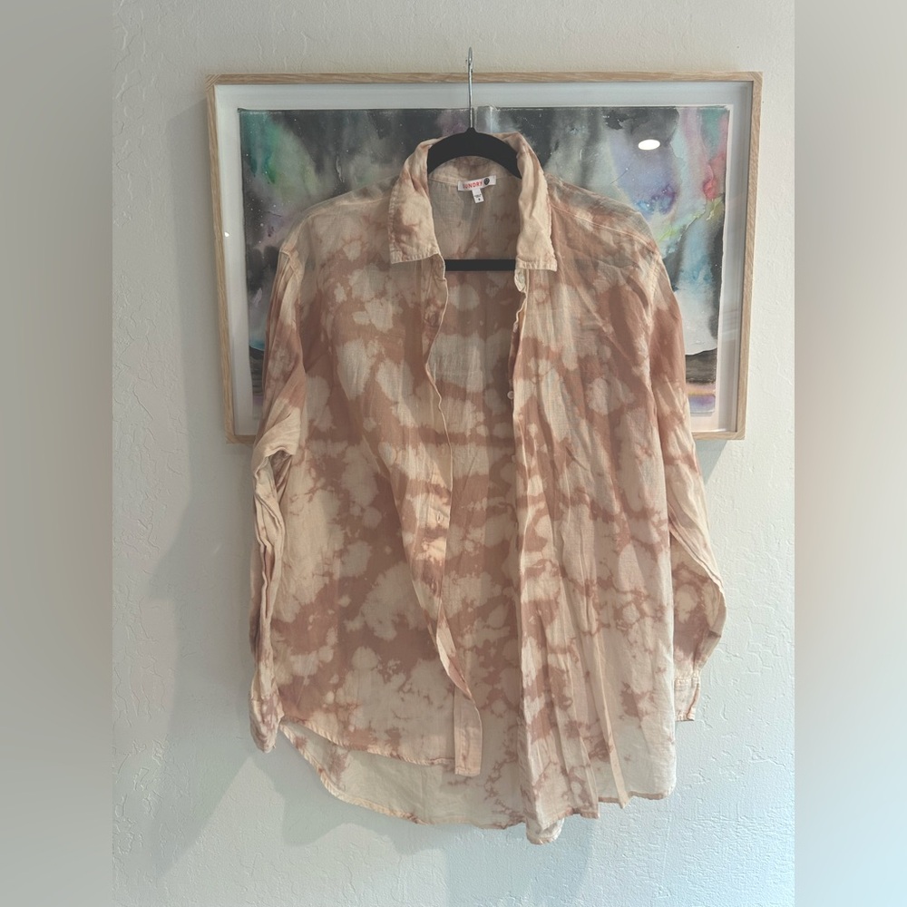 Sundry oversized and sheer button up
